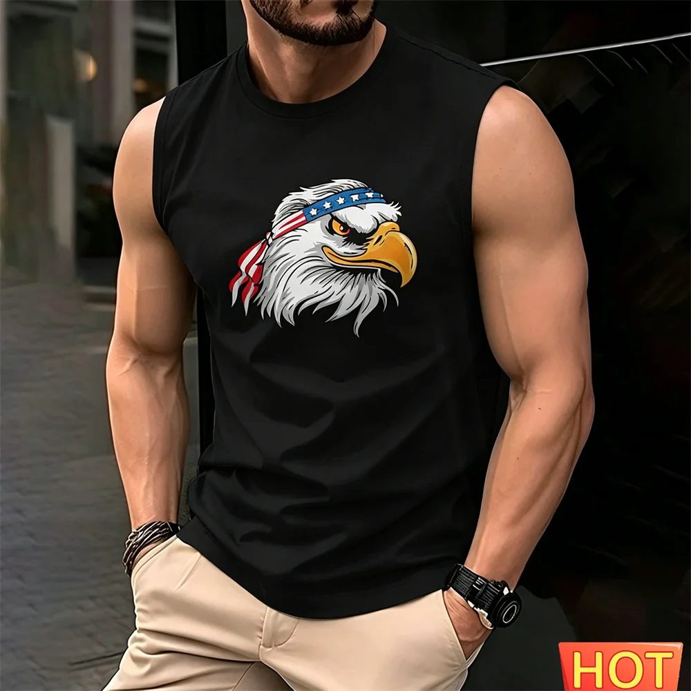 Summer men's t-shirts and tank tops American Eagle Graphic Men's sleeveless T-shirt Sport O-Neck Short Sleeve Men's y2k clothing