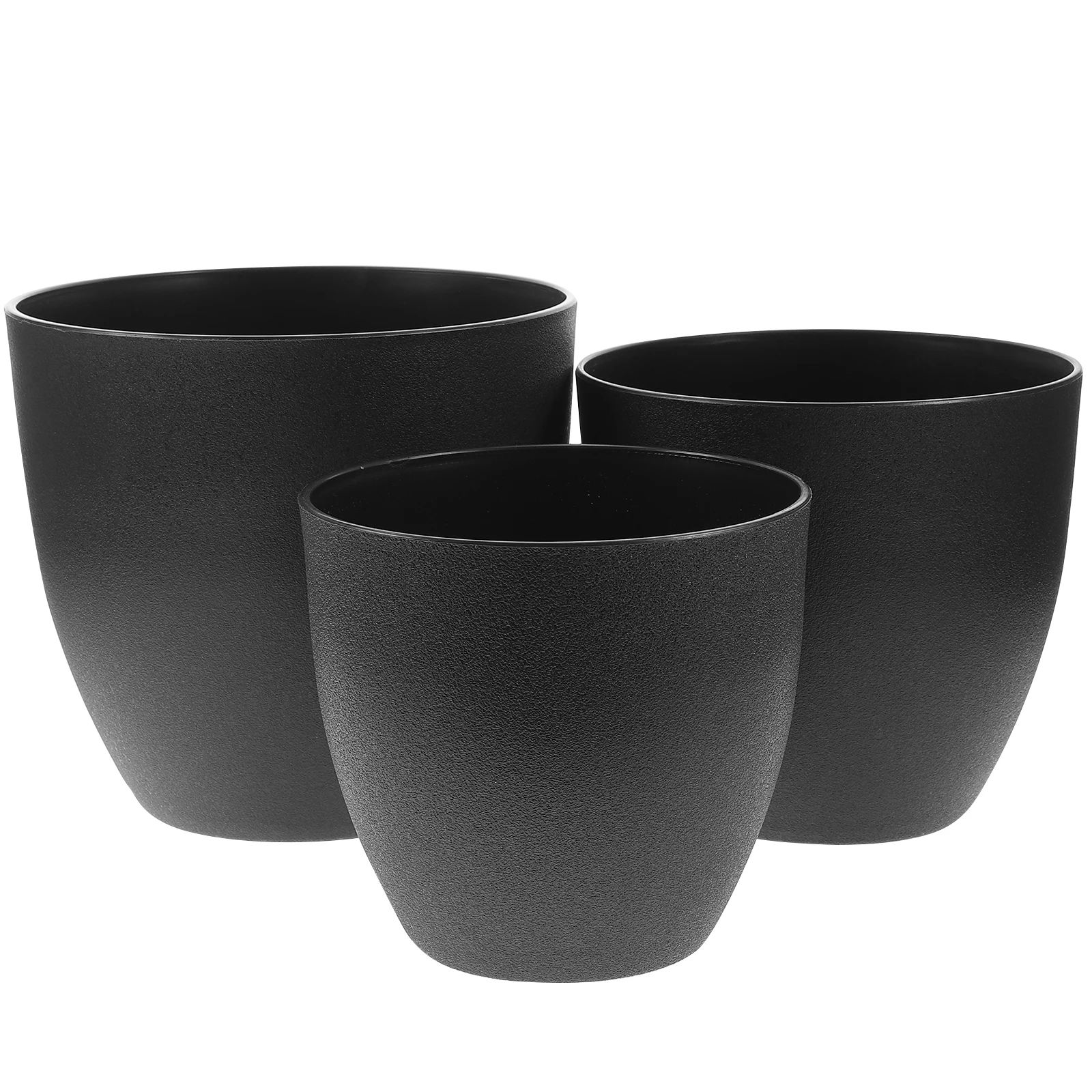 

3 Pcs Faux Stone Flower Pot Plastic Planter Lightweight PP Material Garden Planting Tools Modern Design Succulent
