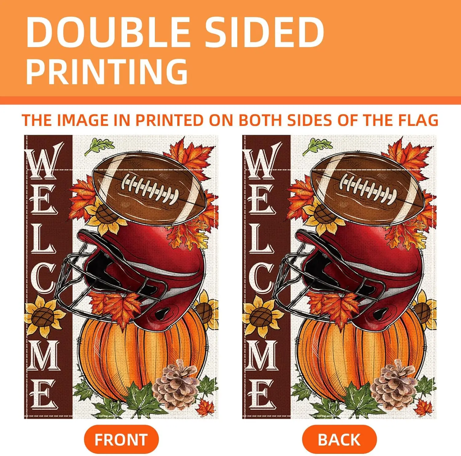 أعلام حديقة الخريف، ديكورات الخريف للمنزل الخارجي، ديكورات الخريف للمنزل، حديقة البيسبول اليقطين لعيد الشكر في الخريف F FFI