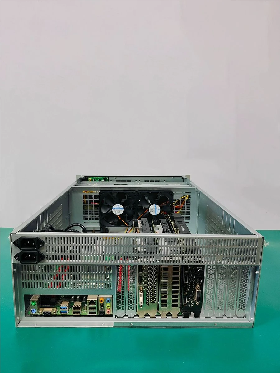هيكل 4U مزود طاقة مزدوج 240/360 تبريد المياه USB3.0 ثنائي القناة Eatx اللوحة الأم بطاقة رسومات متعددة GPU خادم AI Atx PC