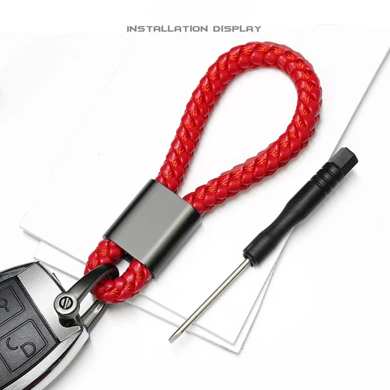 Individueller Logo-Schlüsselanhänger, leeres PU-Lederseil, Lasergravur, Auto-Schlüsselanhänger, gewebtes Band, Schlüsselanhänger, personalisierte Schlüsselanhänger im Großhandel