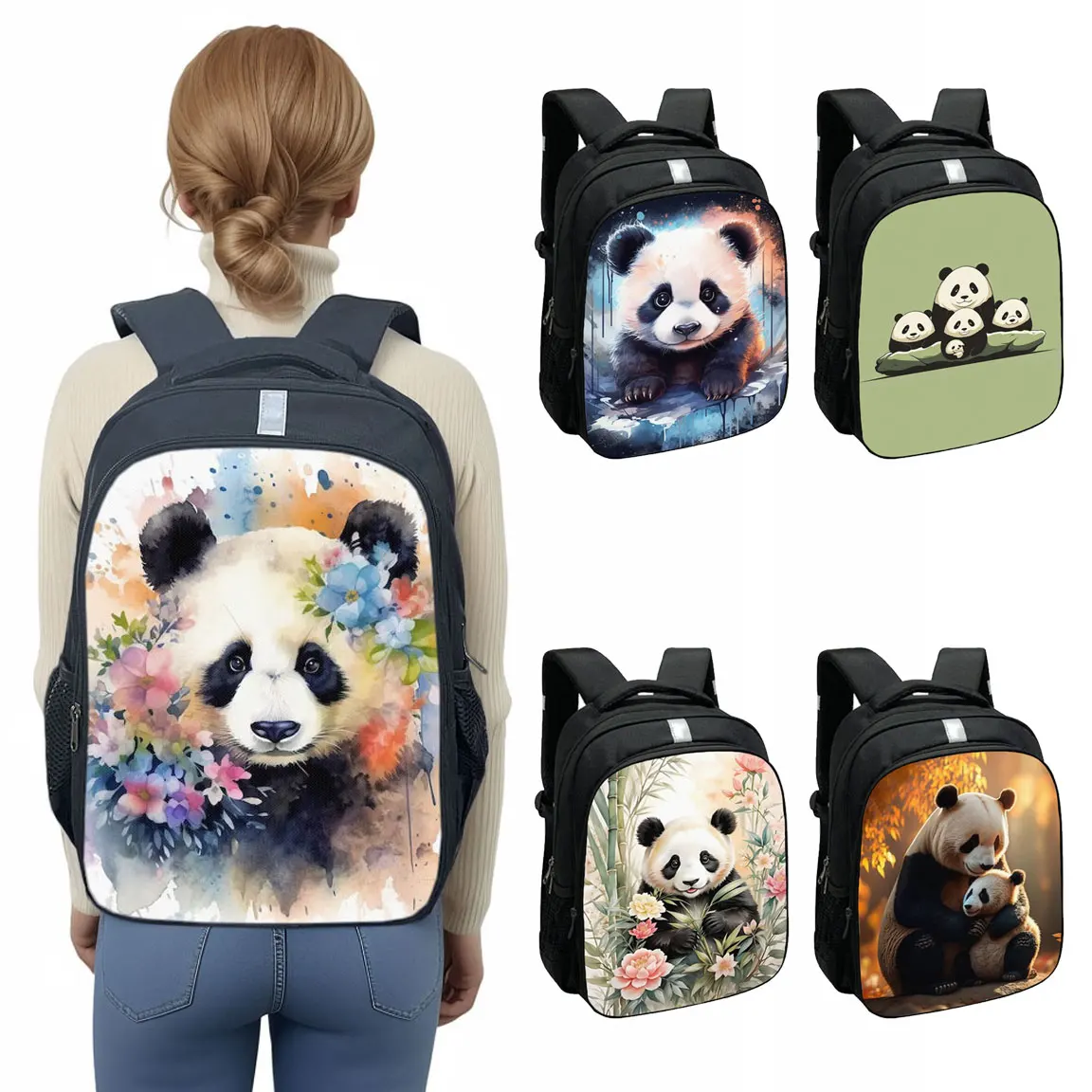 

Cute Chinese Panda Print Backpack Cartoon Baby Panda School Bags for Teenager Rucksack for Travel Laptop Bag Daypack