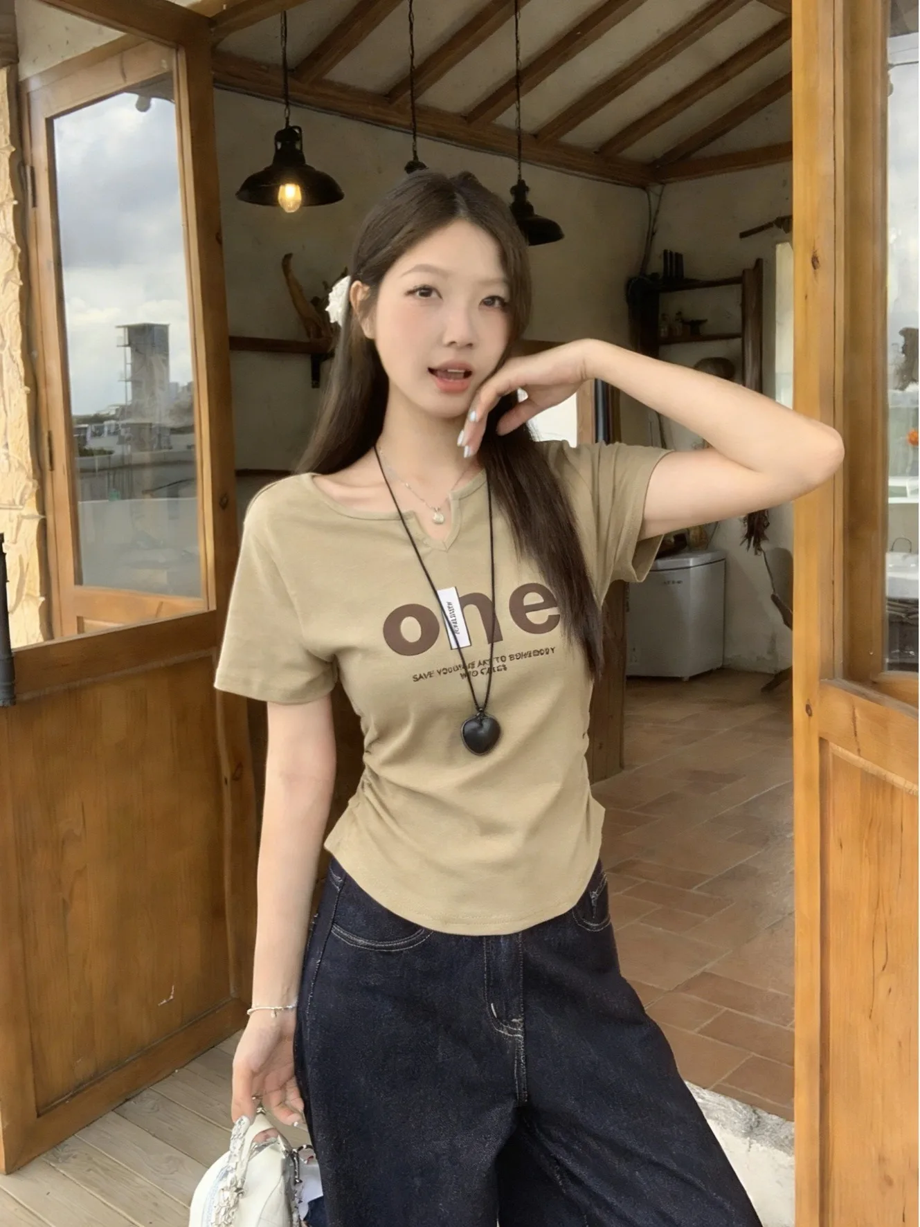 

plus Size Slimming Short Sleeve T-Shirt Letter Print Casual Base Layer Top for Younger Look Summer New Style Korean Style
