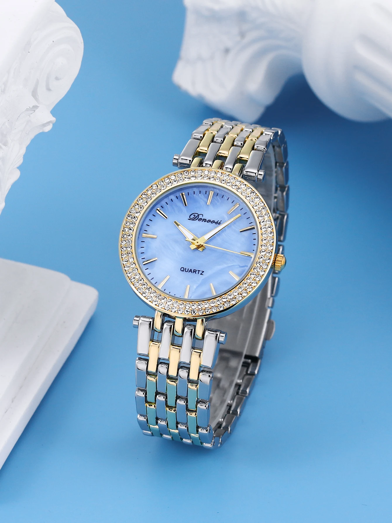 DENVOSI Women quartz watch Top brand Elegant Fasion Luxury Diamond setting All-match Ladies Wristwatch