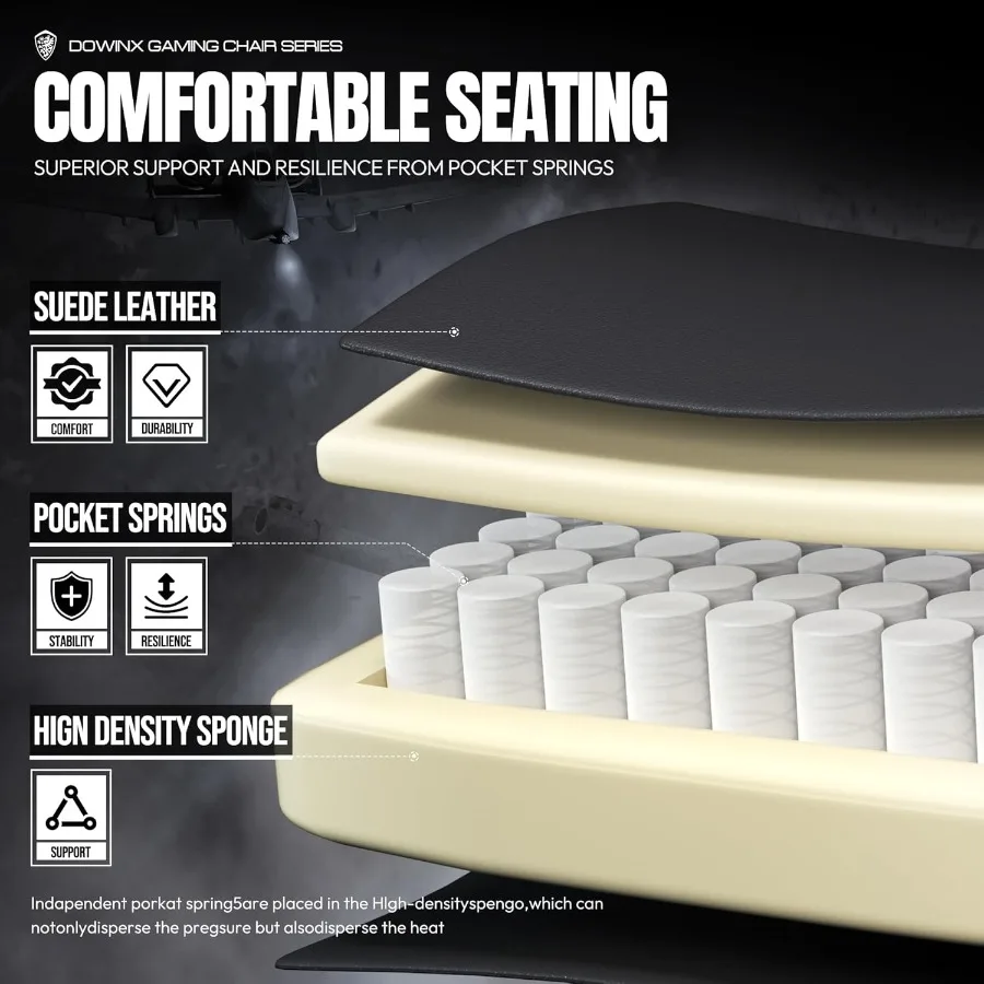 Gaming Chair with Heated Massage Lumbar Support Ergonomic Gaming Computer Chairs with Footrest and Pocket Spring Cushion Big an