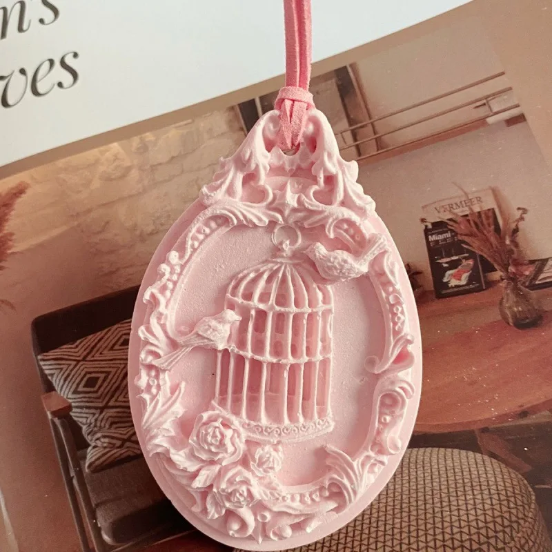 Bird Cage Aromatherapy Wax Pendant Gypsum Silicone Molds For Car Decoration DIY Wheat Plaster Pendant Mould