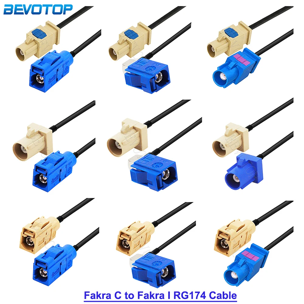 1 Peça Conector Coaxial Fakra C para I Macho/Fêmea com Cabo RG174 para Extensão de Antena de GPS Automotivo, Cabo Jumper Pigtail