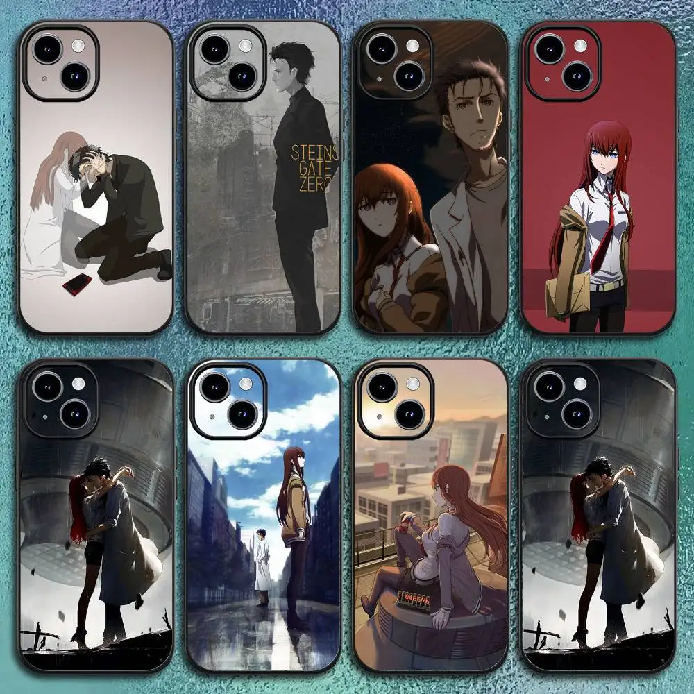 Steins Gate-Okabe Rintarou-Makise Kurisu Handyhülle für iPhone 17 12 13 14 15 16 Pro Max Plus Klassische schwarze Softshell