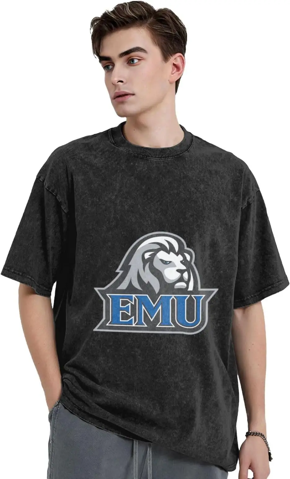 Eastern Mennonite  Logo Men'S Crew T-Shirts,Cotton Vintage Short Sleeve