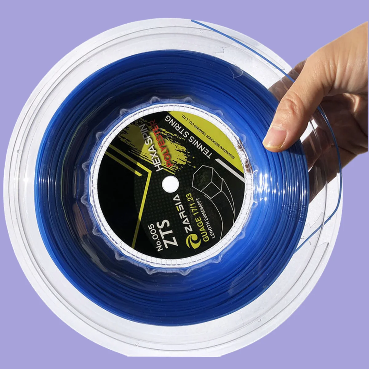 200M 1 Reel ZARSIA Hexagon Tennis Strings Durable Hex Polyester Racket String 1.23MM  Genuine Quality Tennis String