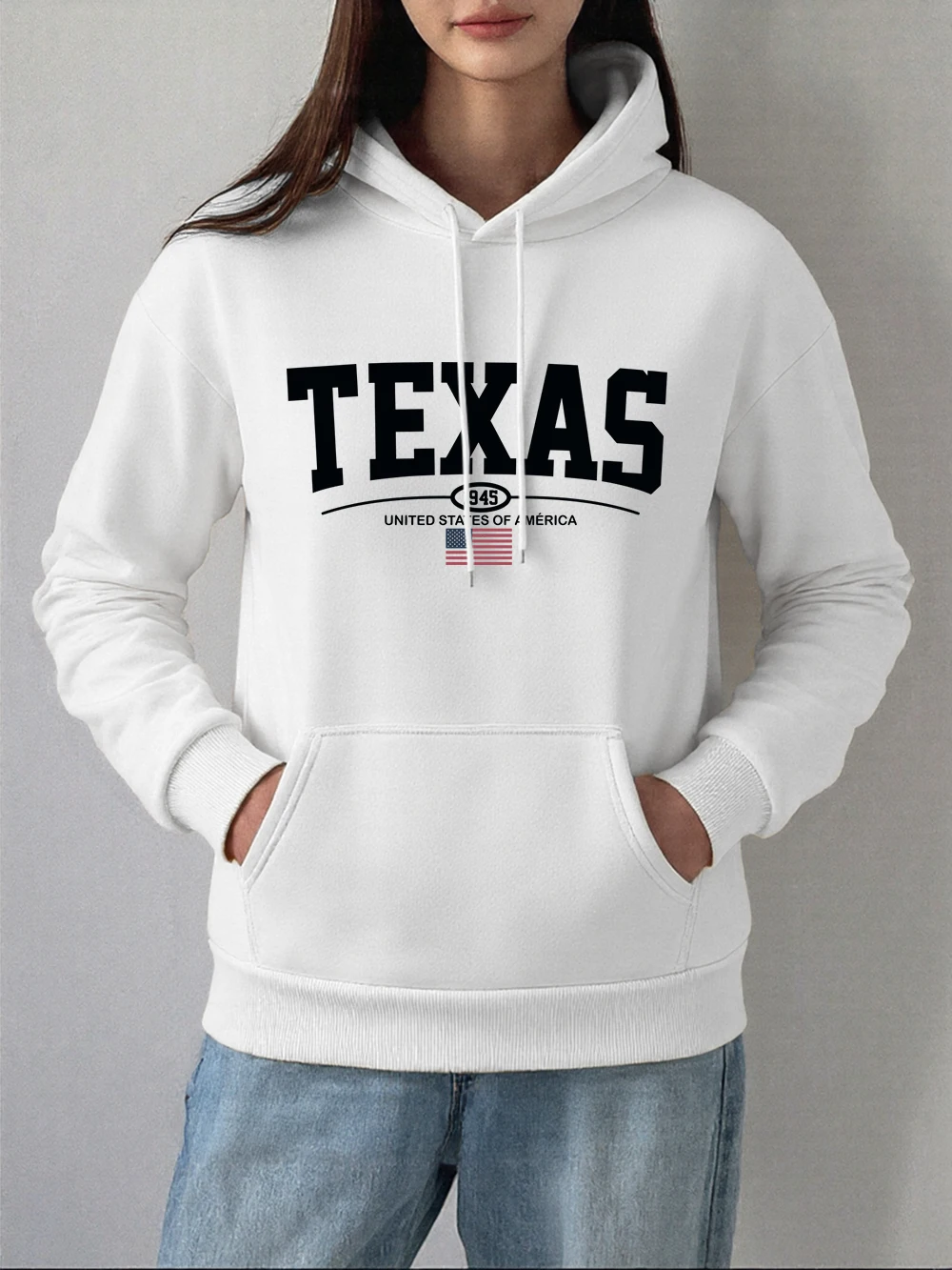 Texas Amerikaanse vlag prints hoodies dames casual zaktruien basics sportieve sweatshirts winterfleece warme dameskleding