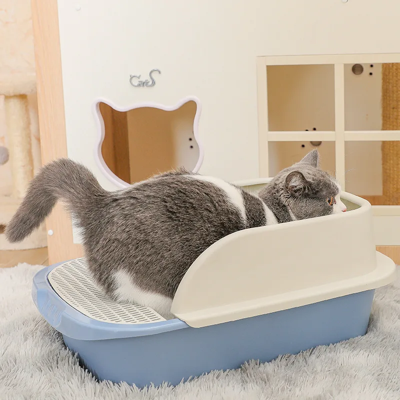 Large Cat Litter Box Anti-Splash Semi-Enclosed Cat Toilet Deodorant Kitten Toilet Can Put Removable Pet Supplies