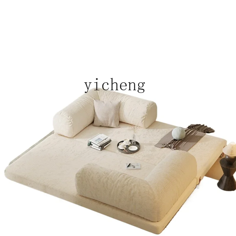 ZZXL folding sofa bed small apartment living room cream green pull-out retractable double sofa