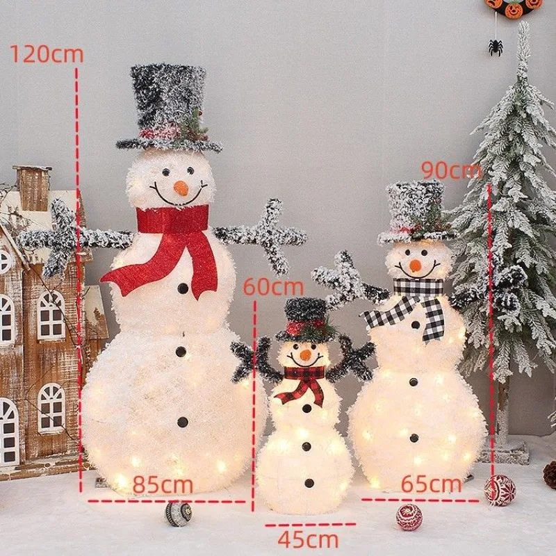 

Christmas scene arrangement, luminous big snowman ornament, shopping mall, hotel window, beautiful
