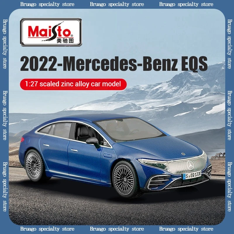 Maisto 1:27 Mercedes Benz Eqs Blue Grey New Energy Vehicle Simulation Alloy Car Model Decoration Enthusiasts Collect Car Model