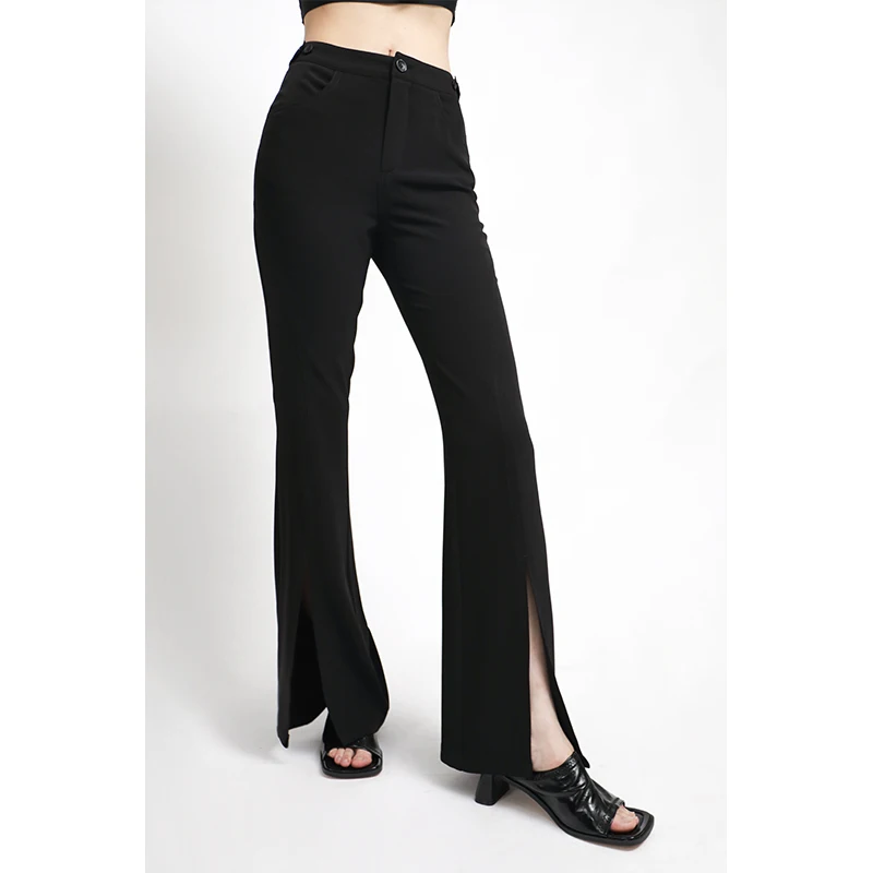 

Женские брюки-клеш с высокой талией APOZi Ink Trace Series, черные, с разрезами, повседневные, летние, новые, для офиса, простые