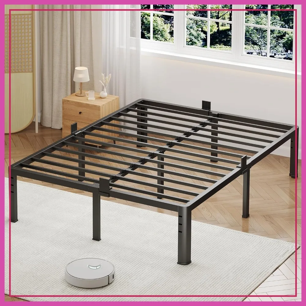 

14 Inch Queen Bed Frame, Heavy Duty Steel Slat Support, 3,500 lbs Capacity, Noise Free, Easy Assembly, No Box Spring Needed