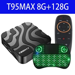 Dispositivo de TV inteligente T95 MAX, decodificador con Android 14, 6K, 3D, Wifi, 2,4G y 5,8G de Ram, 8G de Rom, 128GB, 64GB, BT, reproductor multimedia de voz de Google, H618