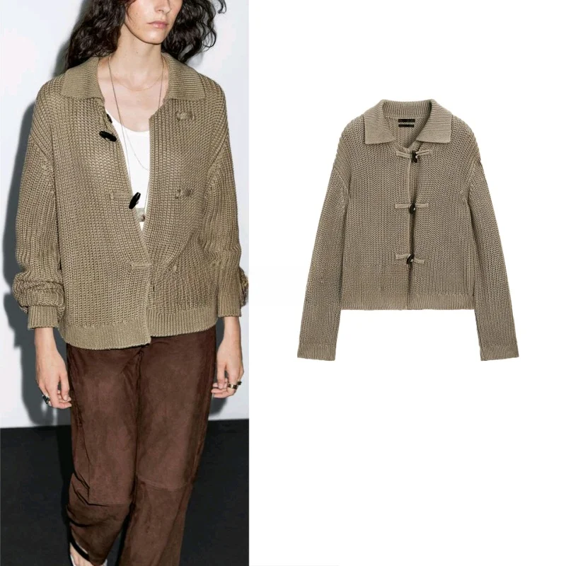 

Autumn New Women's College Sle Cotton Blend Button Knitted Sweater Thi Needle Knit Open Cardigan Casual Faion Polyester...