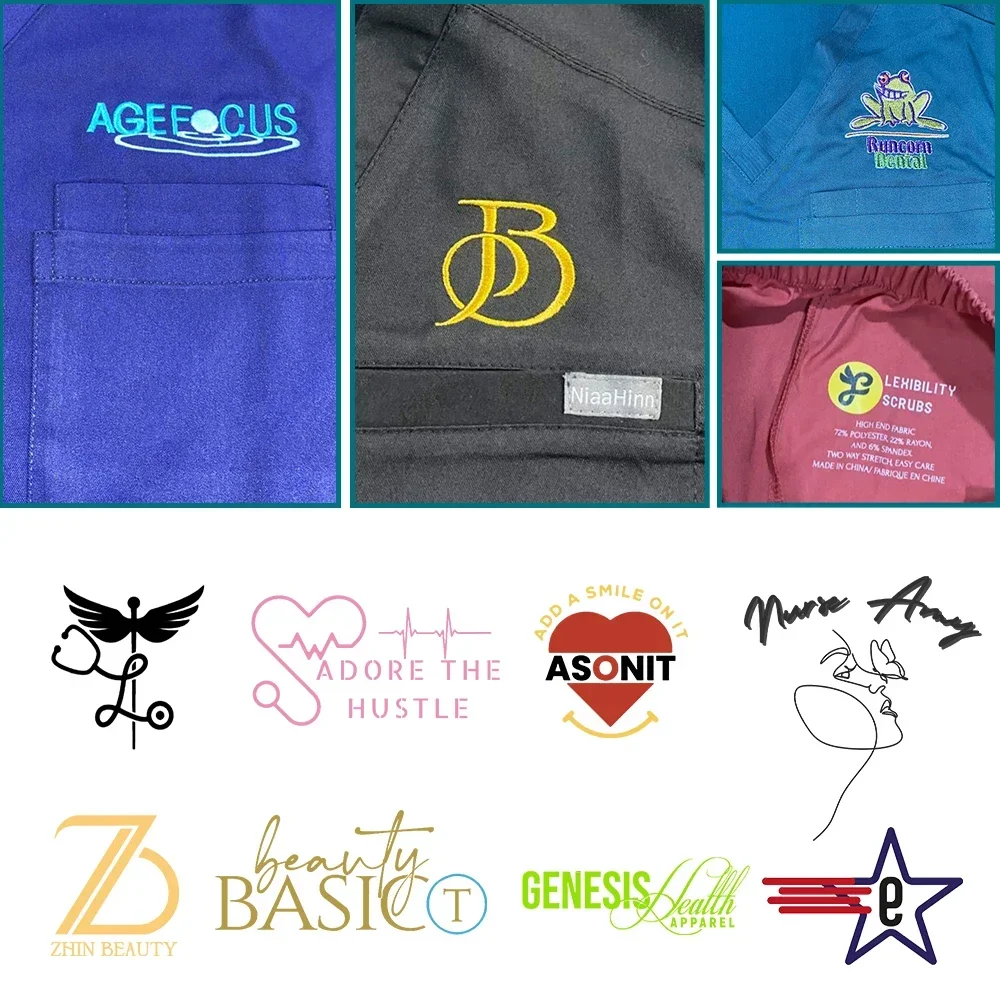 Customized Logo High Quality Scrub Medical Nurse Accessories Soft Nursing Articles Uniforms Pediatric Dental Veterinary Uniforms