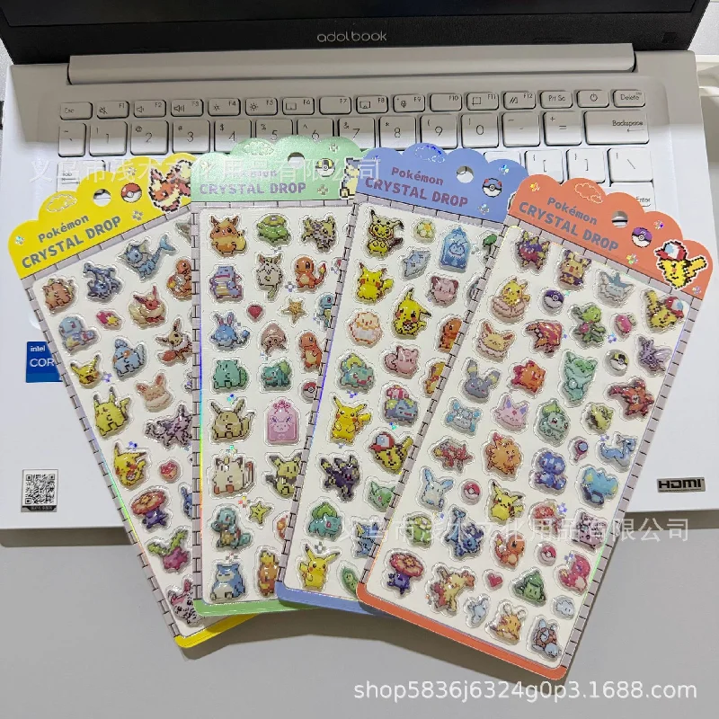 

40pcs Kawaii Pokémon Pixel Style 3d Crystal Solid Stickers Diy Scrapbook Journal Phone Case Craft Decor Gift Made In China