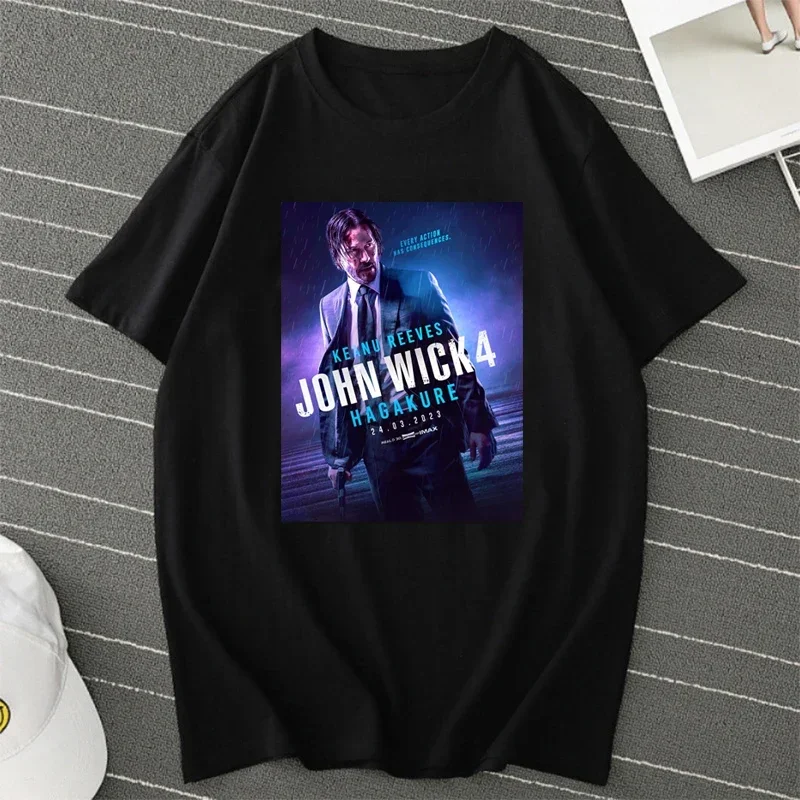 Crazy John Wick Baba Yaga Printed T Shirt For Men Fashion Streetwear T Shirts Action Movie Short Sleeve Tee Shirt Adult Tops