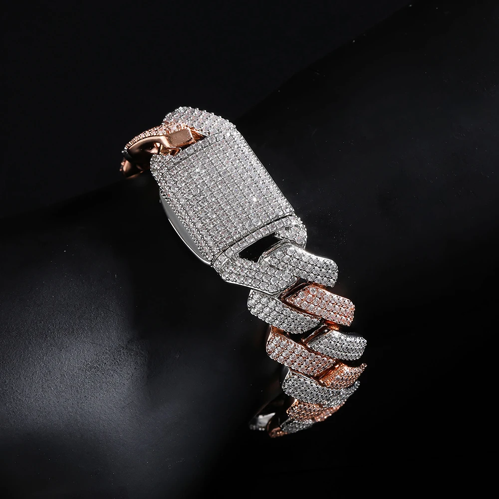 Two Colors Cubic Zirconia Bracelet Cuban Chain Fashion Hiphop Luxury Jewelry WristChain Bangle Band Anklet Rapper Rocker Chains