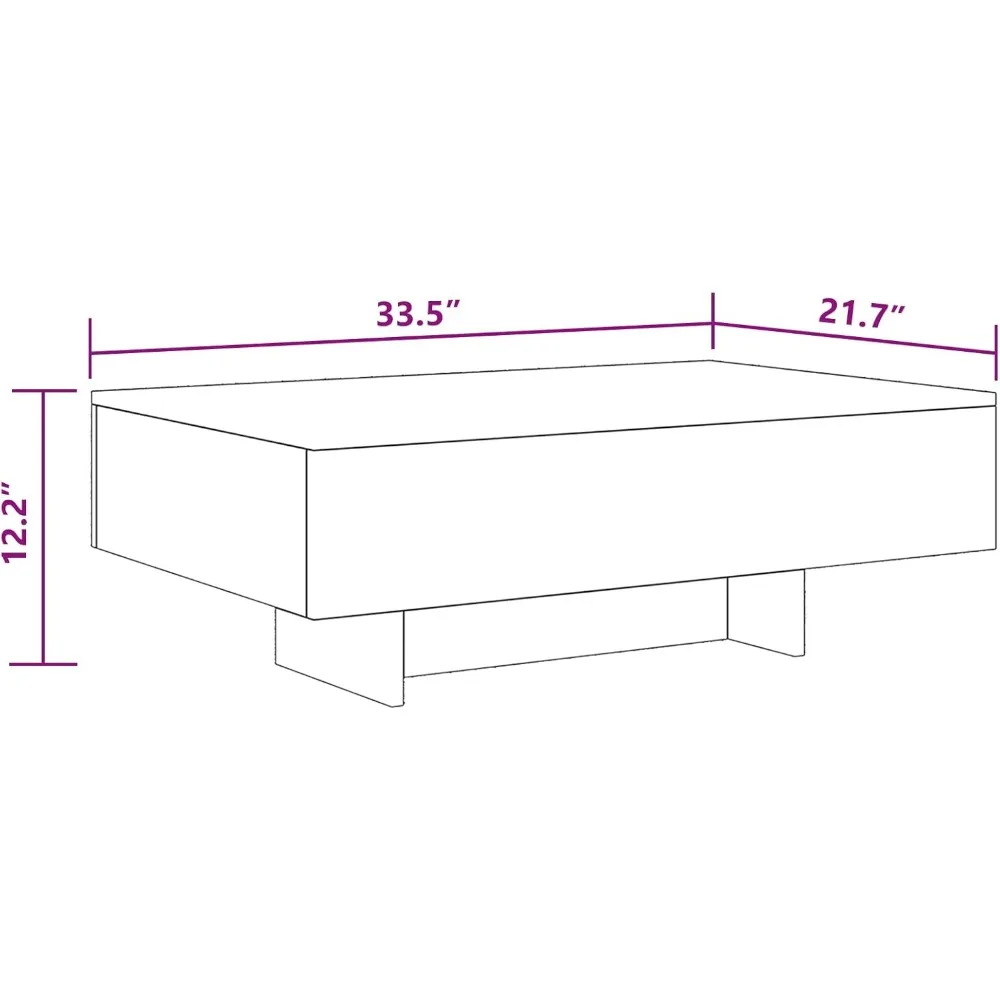 طاولة قهوة حديثة، طاولة مستطيلة لغرفة المعيشة، لمسة نهائية أنيقة شديدة اللمعان، 33.5 بوصة × 21.7 بوصة × 12.2 بوصة، أبيض #3