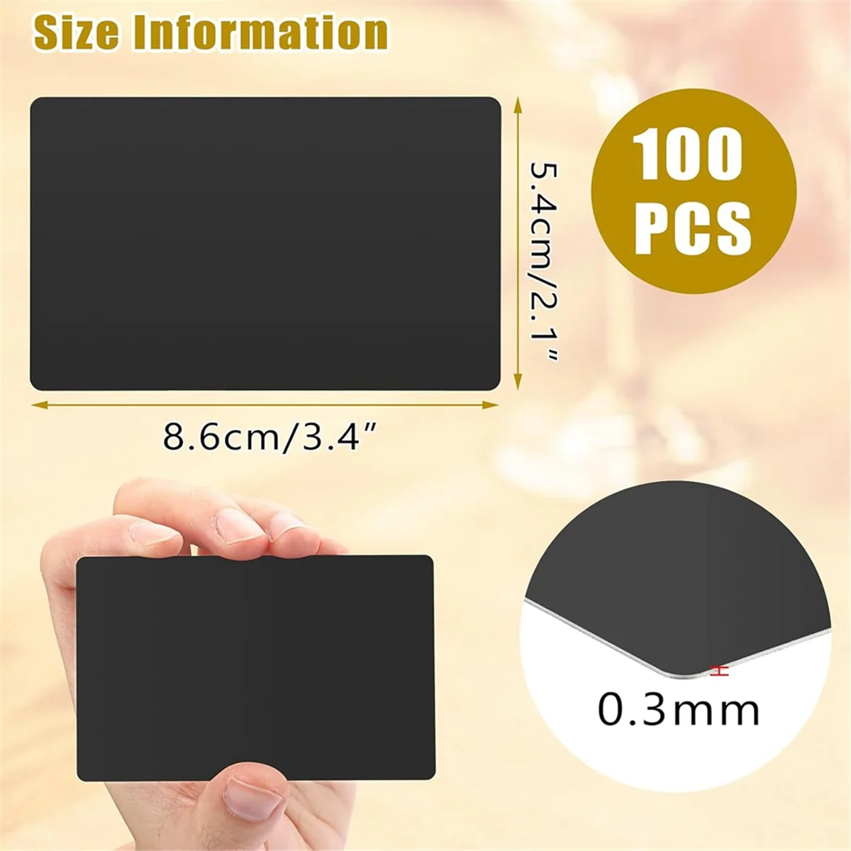 

ABNJ 100PCS Metal Business Card Blanks for Laser-Engraving, Aluminum Business Card Blanks for DIY Crafts, 0.3mm Thickness,A