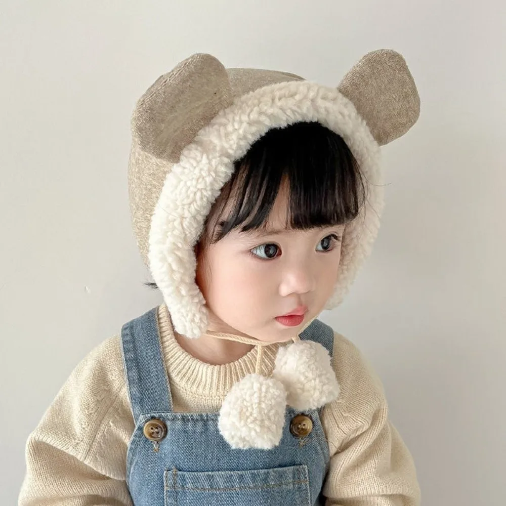 

Soft Cute Bear Ear Hat Fleece Thick Baby Beanie Cap Winter Warm Ear Protection Hat Boys Girls