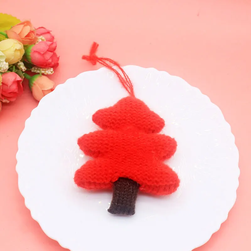 3 Stück Cartoon-Weihnachtsbaum-Anhänger, gestrickte Ornament-Serie, DIY-Material für Schuh-, Socken- und Taschendekoration – Detail 9
