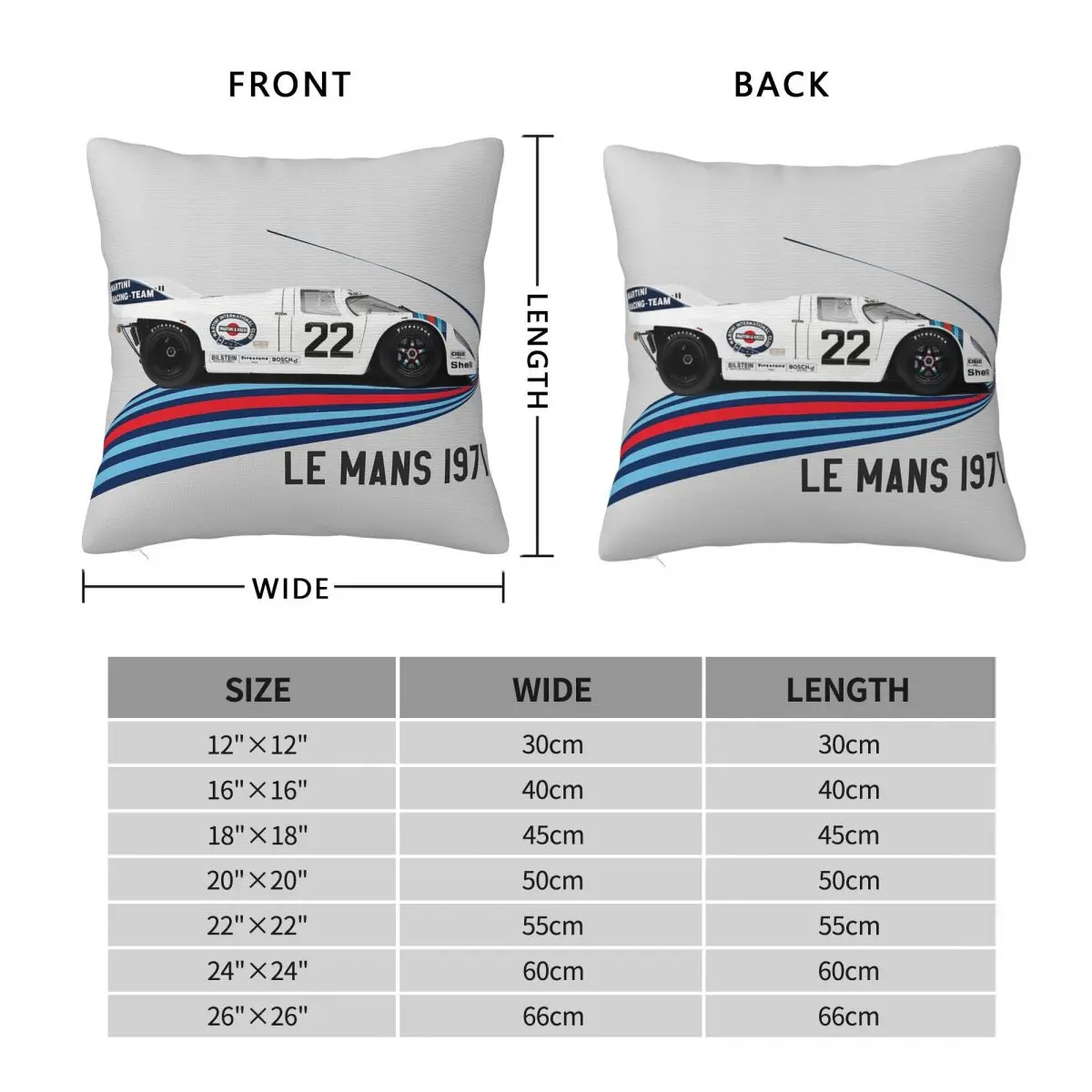 Martini Racing Le Mans Square Pillowcase Polyester Linen Velvet Pattern Zip Decorative Throw Pillow Case Car Wholesale