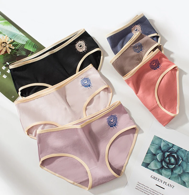 6 PCS Lot Women\'s Cotton Briefs Girls Simple Pure Cotton Underwear Female Panties Culottes Femme M-XXL