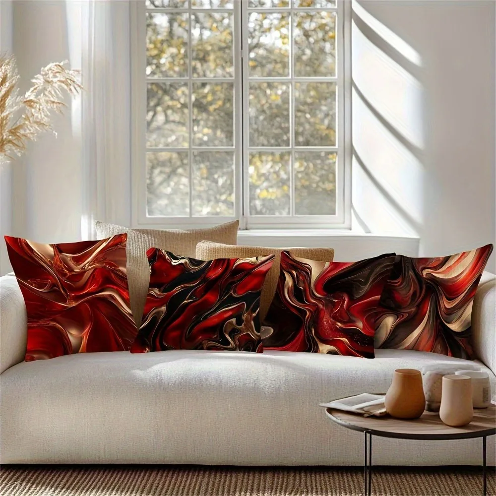 

Красный мрамор абстрактное искусство наволочка, художественный современный дизайн, роскошный домашний декор наволочка
