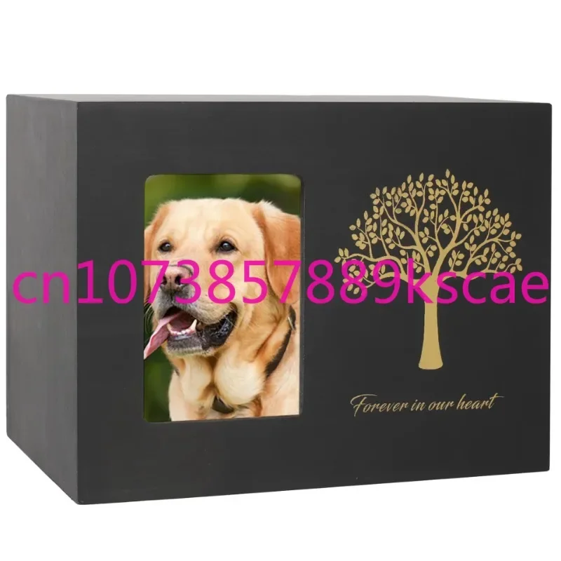 

Black Lucky Tree Cinerary Casket Solid Wood Pet Memorial Cinerary Casket with Photo Frame Dog Funeral Box