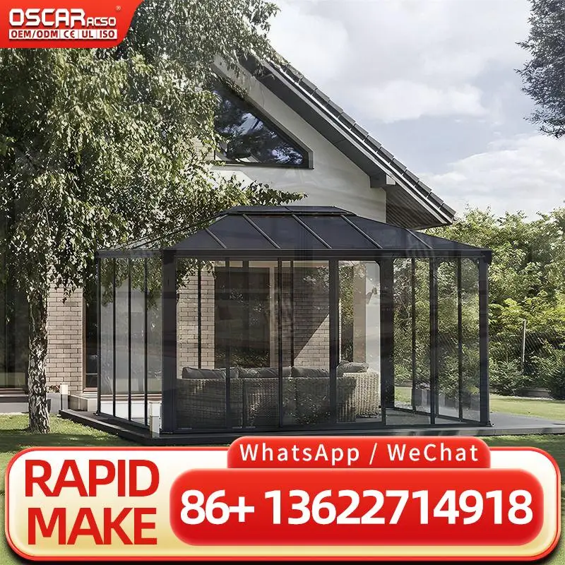 Winter 4 Season Aluminum Alloy & Glass Triangle Roof Prefab Sunroom for Patio Garden Solarium sunroom