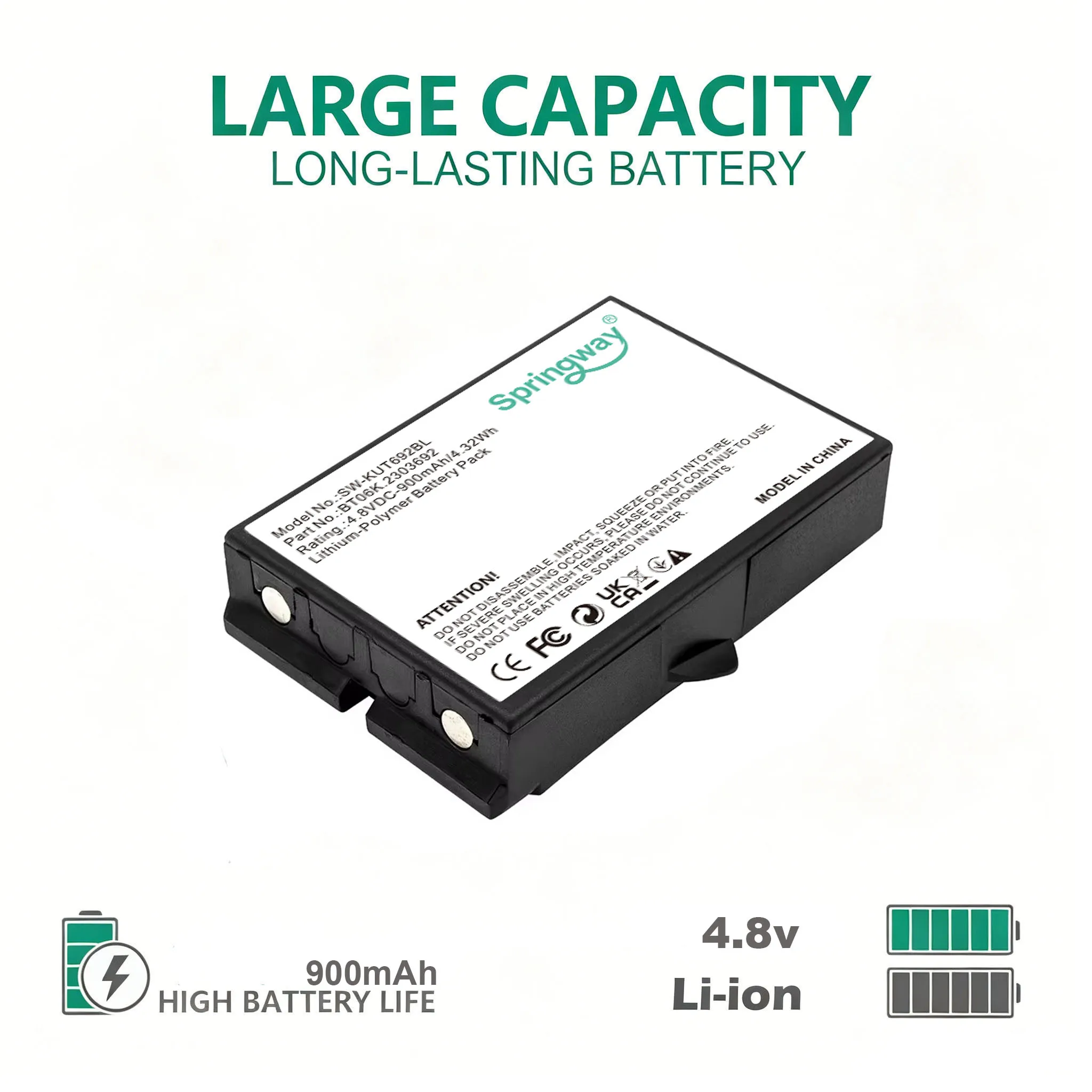 SPRINGWAY 900mAh Battery 2303692,BT06K for IKUSI 2303692,ATEX transmitters,RAD-TS, T70 1 ATEX, T70-1, T70-2, T71, T72 , TM70