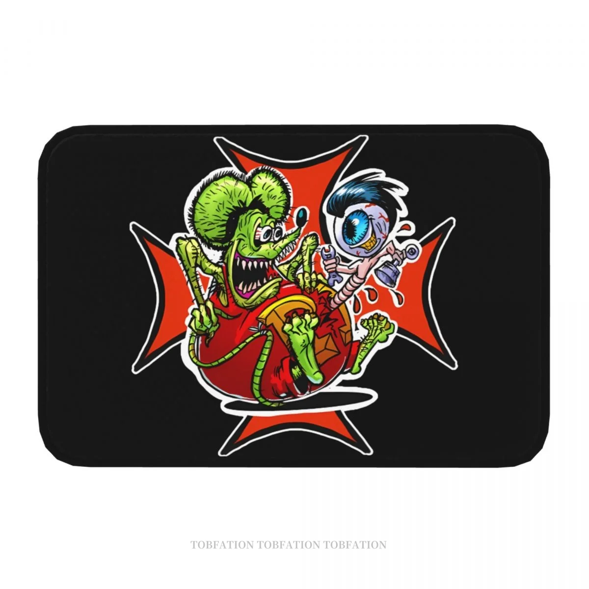 Tales of the Rat Fink Cartoon Film Non-slip Doormat Chest Buster Bath Kitchen Mat Welcome Carpet Flannel Pattern Decor