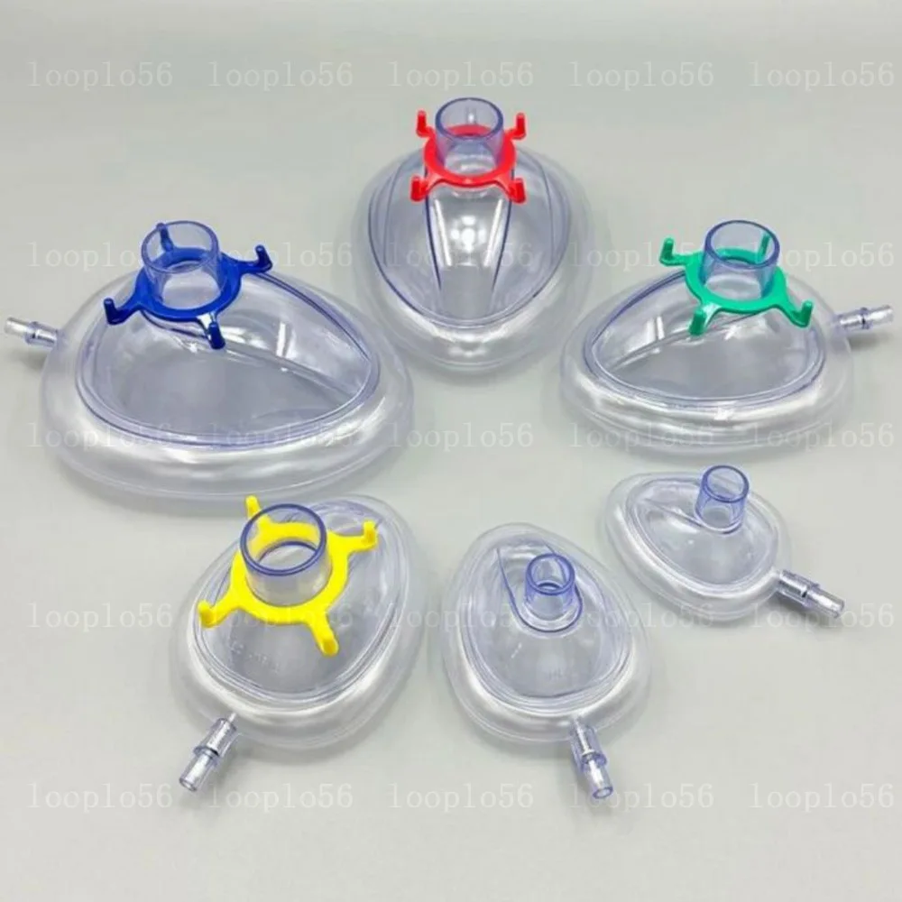 Medical PVC Anesthesia Mask Sterilized Disposable Resuscitate Face Masks for Adult Child 6 Size CPR Breathing Mask