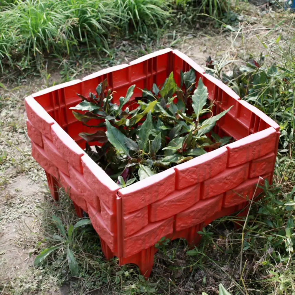 Plastic Garden Retaining Fence, Brick Look Edging Border, Outdoor Landscape Edging Fence for Flower Beds Paths Lawns view 3