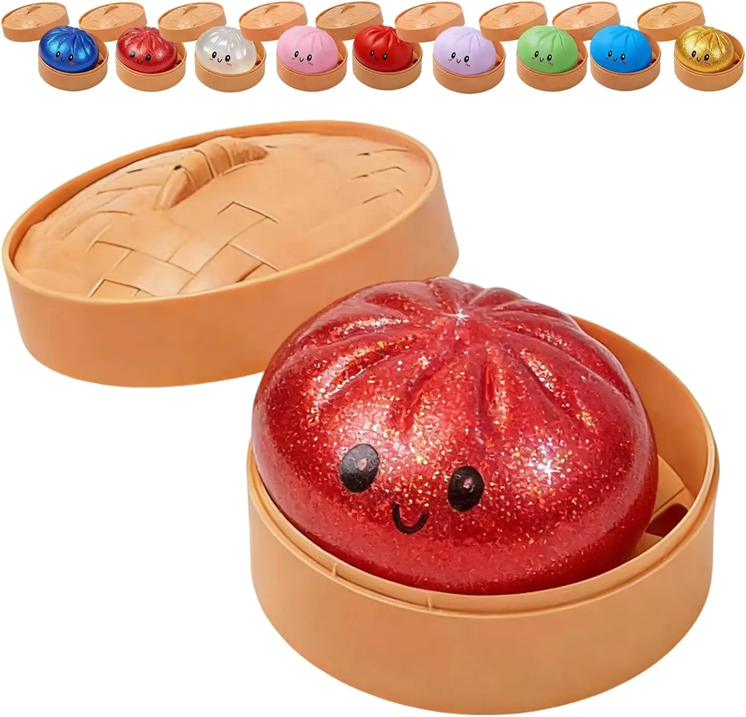 Glitter Dumpling Glitter Dumpling Squishy met doosje Dumplings Zintuiglijk knijpspeeltje voor stressverlichting