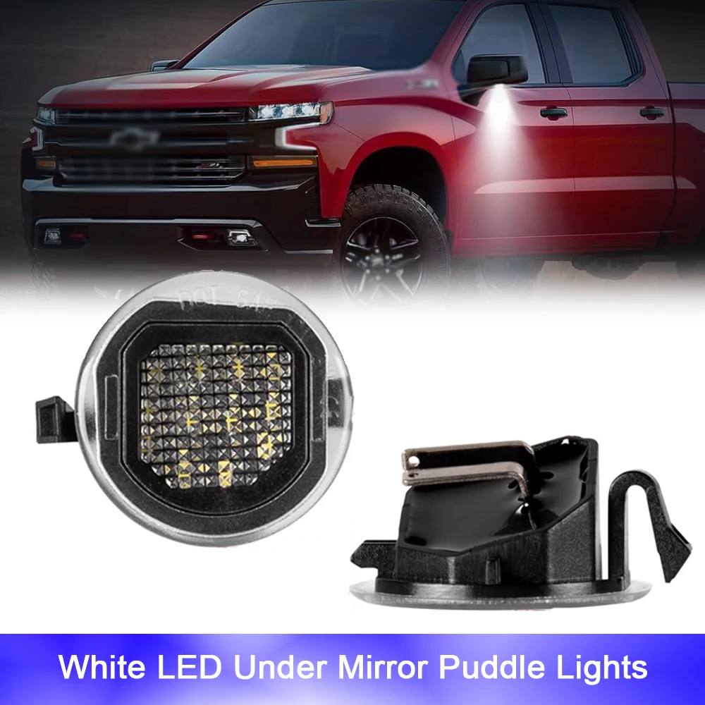 

2x LED Under Side Mirror Lights Puddle Lamp for GMC Sierra 1500 2500HD 3500HD Yukon XL Chevrolet Tahoe Suburban Silverado 1500