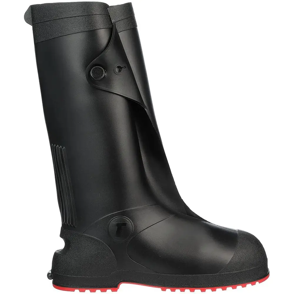 

17-Inch High Cleated Work Boot Overshoe, 2X Size, Black/Red