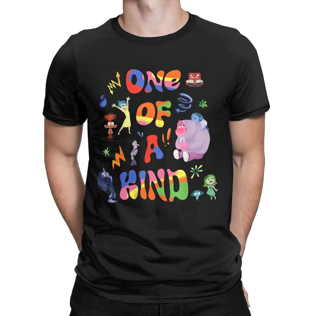 Inside Out 2 Emotions One Of A Kind T-Shirt Men Vintage Cotton Tee Shirt Round Neck Short Sleeve T Shirt Gift Clothes