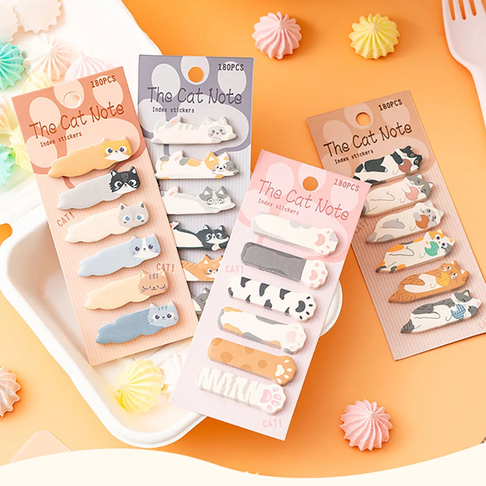 1 Set/180pcs Stationery DIY Leisure Cat Series Cute Paper Memo Pad Sticker Post Sticky Notes Notepad School Office Supplies