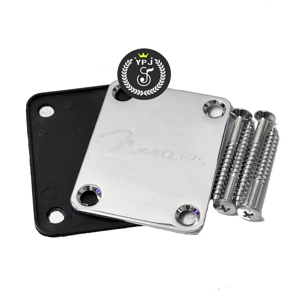 Fit for Fender ST Electric Guitar Neck Plate Set Silver Engraved FD Logo with Mounting Screws Guitar Replacement Parts