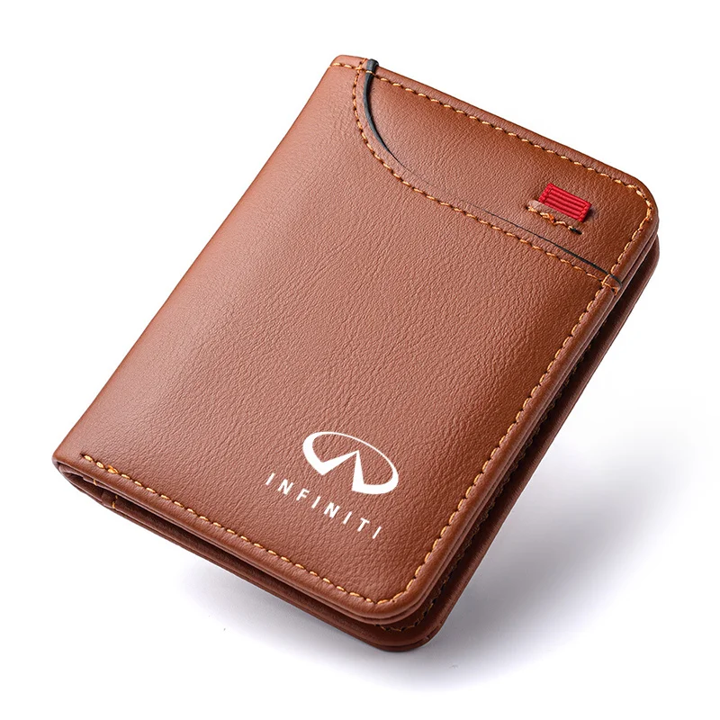 Car Emblem Leather Soft Wallet Mini Credit Card Purse Portable Small Wallet For Infiniti Q50 FX35 Q30 G37 QX70 G35 Q60 QX50 QX60