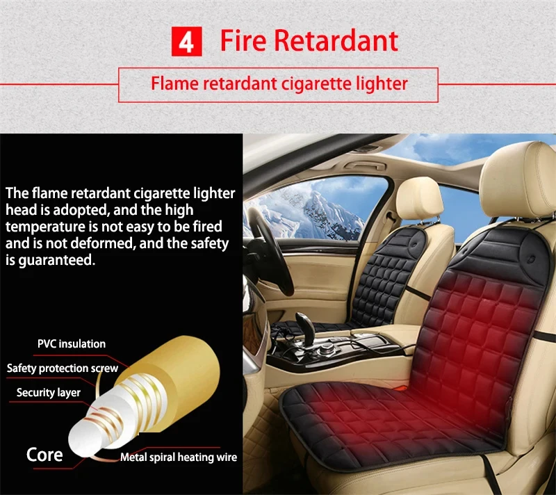 1 stücke 12 V Beheizte Auto Sitzkissen Abdeckung Sitz Heizung Wärmer Sitz Abdeckung Winter Haushalt Kissen Auto Fahrer Beheizte sitzkissen – Detail 6