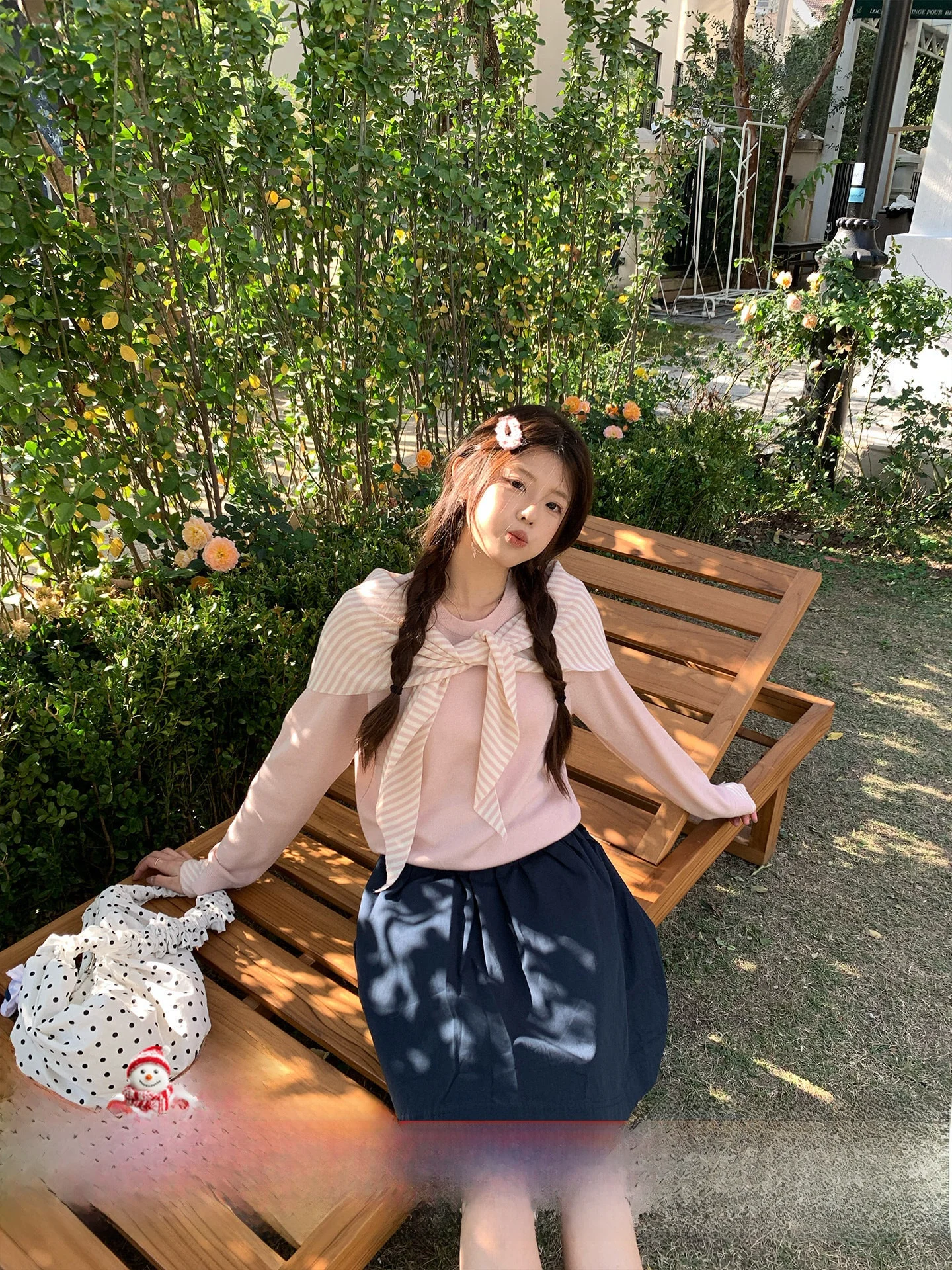 

Весна 2026: Новая женская вязаная кофта в розовую полоску, базовая модель в корейском стиле, с длинным рукавом, мягкий трикотаж с ворсом