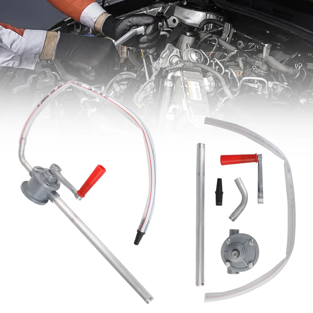 ​Manual Oil Pump Aluminum Car-styling Gear Oil Injector Vacuum Hand Pumps Siphon Sucker Transfer Hand Crank Tools With Oil Hose